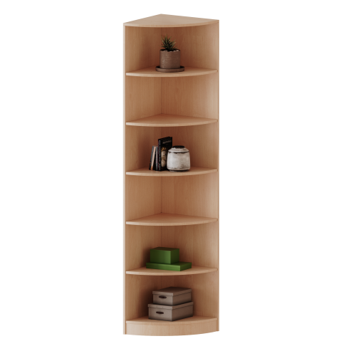 Außeneckregal, 6 Ordnerhöhen - Serie evo180 B/H/T: 40x226x40 cm, Viertelkreis, Erweiterung links, mit Sockel (81 mm)