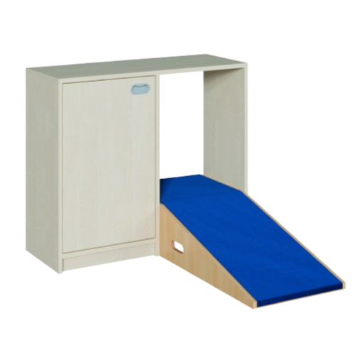 Durchkrabbelschrank 1 B/H/T: 102x80x40/196 cm, mit 2 Rampen und Schrank, Tür links, 1 Einlegeboden