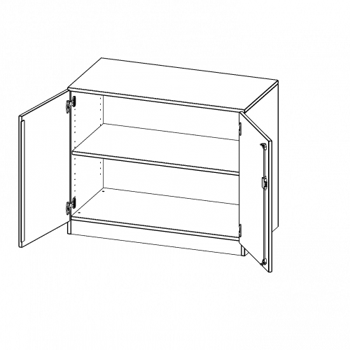Schrank, 2 Ordnerhöhen - Serie evo180 B/H/T: 100x82x50 cm, 2 Türen, abschließbar, mit Sockel (81 mm)