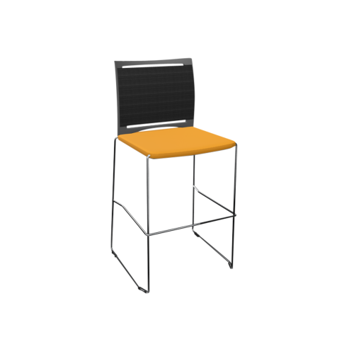 Barhocker Diane mit Sitzpolster und Netzrücken B/H/T: 58x111x54 cm, Gestellfarbe Chrom, Stoffgruppe C1 (Standard)