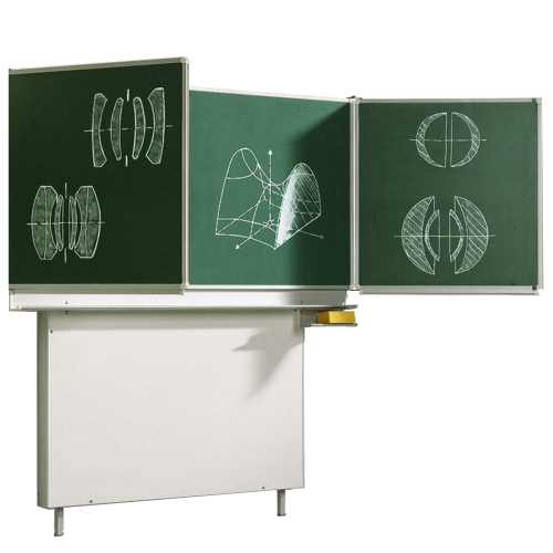 Wandtafel Schultafel aus Premium Stahlemaille, Serie ME, grün MF 150x120 cm, FF 75x120 cm, 5,4 m² Schreibfläche, mit Stützfuß