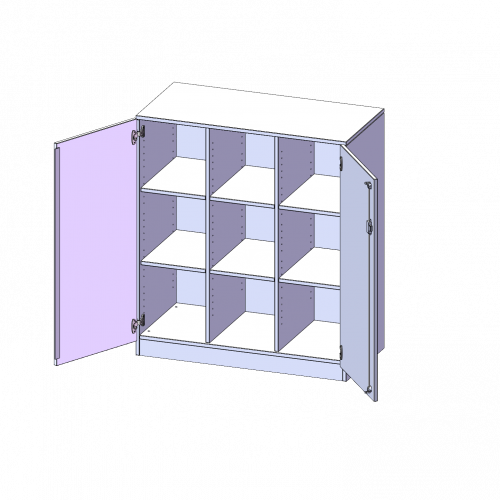 Schrank, dreireihig, 3 Ordnerhöhen - evo180 Serie B/H/T: 104,5x118x50 cm, zweitürig, mit Sockel (81 mm), ohne Boxen