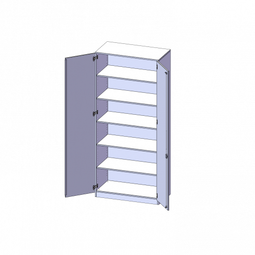 Schrank, 6 Ordnerhöhen - Serie evo180 B/H/T: 100x226x60 cm, 2 Türen, abschließbar, mit Sockel (81 mm)