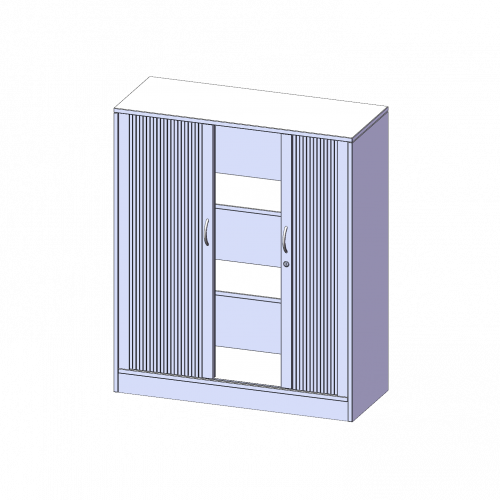 Schrank mit Rollo, 3 Ordnerhöhen - Serie evo180 B/H/T: 100x118x40 cm, Querrollladen, abschließbar, mit Sockel (81 mm)