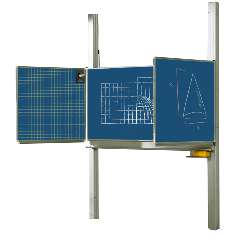 Schultafel Pylonentafel aus Premium Stahlemaille, Serie PYKL Stahlemaille MF 200x100 cm, FF 100x100 cm, 4 m² Schreibfläche, blau