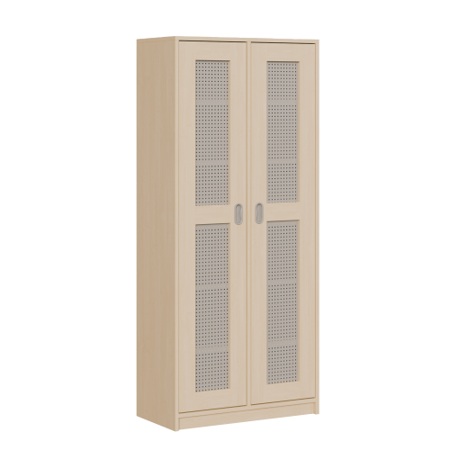 Bettzeugschrank mit 2 Lochblechtüren und 12 Fächern B/H/T: 78x180x40 cm, Rahmentüren mit Lochblechfüllung