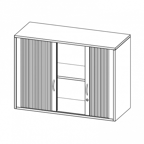 Aufsatzschrank mit Rollo, 2 Ordnerhöhen - Serie evo180 B/H/T: 100x72x40 cm, Querrollladen, abschließbar