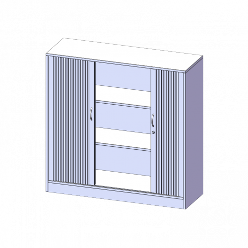 Schrank mit Rollo, 3 Ordnerhöhen - Serie evo180 B/H/T: 120x118x50 cm, Querrollladen, abschließbar, mit Sockel (81 mm)