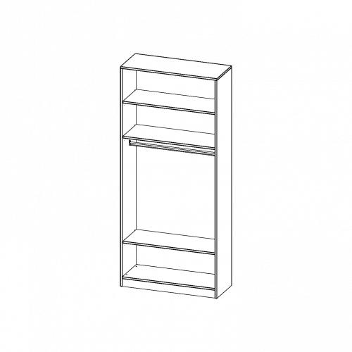 Garderobenregal,  6 Ordnerhöhen - Serie evo180 B/H/T: 100x226x40 cm, mit Garderobenstange, mit Sockel (81 mm)