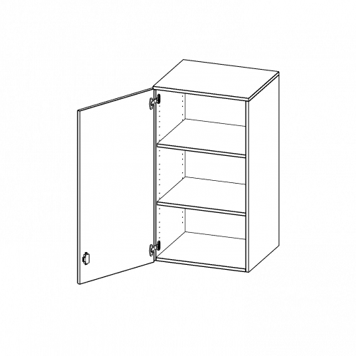 Aufsatzschrank, 3 Ordnerhöhen - Serie evo180 B/H/T: 60x108x60 cm, 1 Tür, abschließbar, Tür öffnet nach links