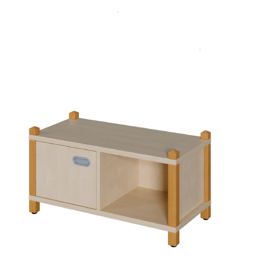 Stollen-Schrank mit einseitiger Tür und offenem Fach B/H/T: 82x40x40 cm, Tür und offenes Fach wahlweise links oder rechts