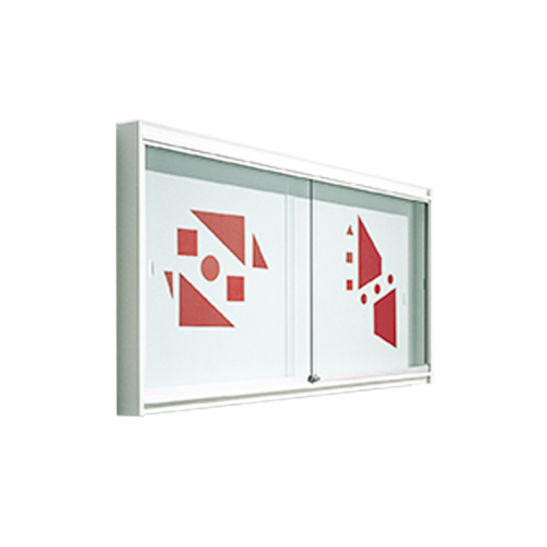 Holzvitrine Modell IV 1 B/H/T: 195x100x12 cm, Stahlrückwand weiß