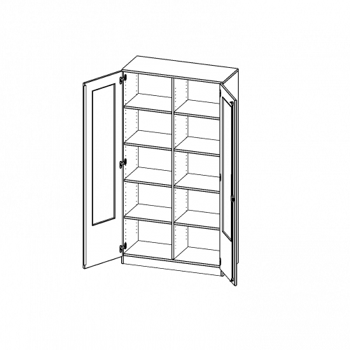 Schrank mit verglasten Türen, 5 Ordnerhöhen - Serie evo180 B/H/T: 100x190x40 cm, Türen mit Glaseinsatz, abschließbar, mit Mittelwand, mit Sockel (81 mm)