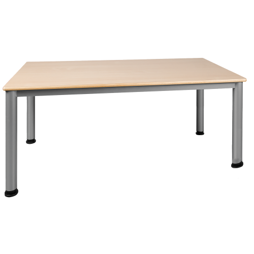 Rechteckiger Tisch, Platte mit Schichtstoff B/T: 160 x 80 cm, wählbare Tischhöhe nach DIN von 41...76 cm, Stahlrohr-Füße Ø 60