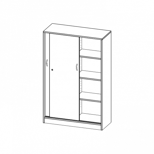Schiebetürenschrank, 4 Ordnerhöhen - Serie evo180 B/H/T: 100x154x40 cm, abschließbar, mit Mittelwand, mit Sockel (81 mm)