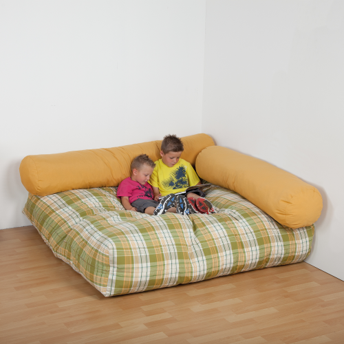 Quadratische Kuschelecke mit Flockenfüllung 3-teilig B/H/T: 160x30x160 cm, Bezug aus Kunstleder