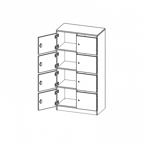 Schließfachschrank, 4 Ordnerhöhen - Serie evo180 B/H/T: 80x154x40 cm, 8 Schließfächer, mit Briefschlitz, mit Sockel (81 mm)