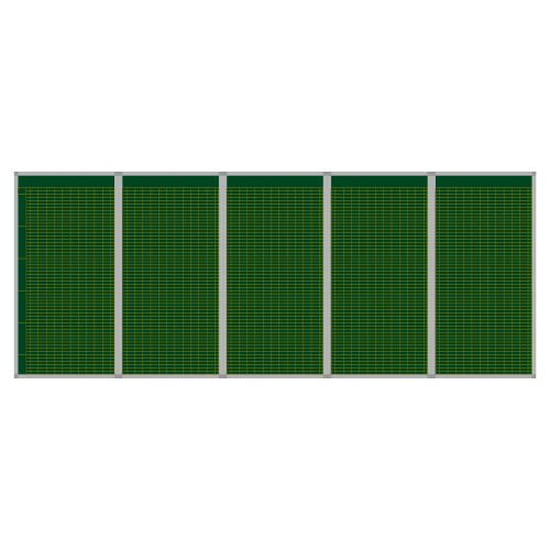 Klassenplantafel erweiterbar, Stahlemaillie grün Stundenplantafel 5-teilig für 50 Klassen mit 10 Tagesstunden, 232x103 cm