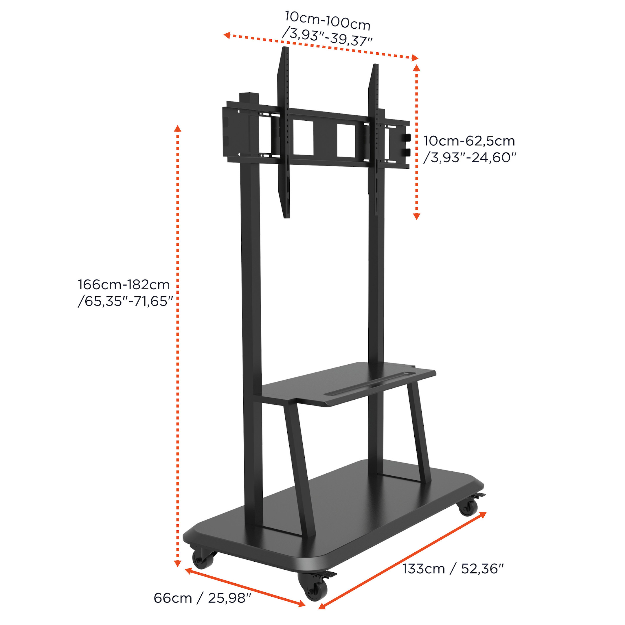 celexon Professional höhenverstellbarer Display Rollwagen Adjust-55120MP