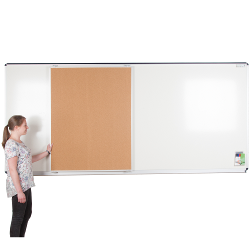 Korklinoltafel für XXL Media-Rail 1 Wandtafel, doppelseitig B/H:100x126 cm, grau