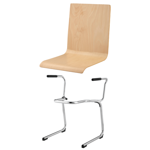 Stapelstuhl mit Schale "Venedig" und Chromgestell Sitzhöhe: 46 cm, Sitzschale Venedig mit Gestell "Detroit AL" mit Armlehnen, verchromt