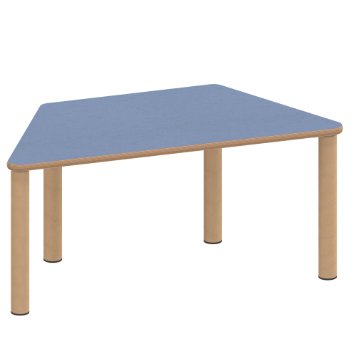 Tisch ZALOTTI mit Linoleum-Belag Trapeztisch, B/H/T: 120x41x60 cm, Massivholzbeine Ø 60 mm, Fußvariante: Stellfuß