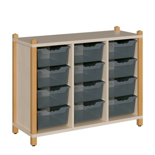 Regal mit ErgoTray-Boxen in Stollenbauweise B/H/T: 109x80x40 cm, 12 hohe ErgoTray-Boxen