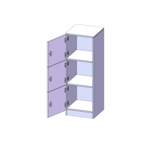 Schließfachschrank, 3 Ordnerhöhen - Serie evo180 B/H/T: 40,5x118x40 cm, 3 Schließfächer, Türen öffnen nach links, mit Sockel (81 mm)