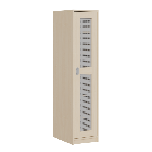 Bettzeugschrank mit 1 Lochblechtür und 6 Fächern B/H/T: 40x180x60 cm, Rahmentür mit Lochblechfüllung links hängend