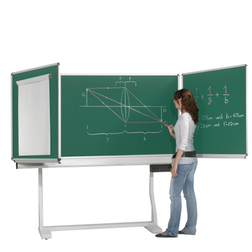 Federzugtafel aus Premium Stahlemaille, fahrbar, Serie FZR E MF 200x100 cm FF 100x100 cm, grün