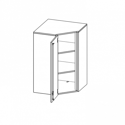 Innenecke Aufsatzschrank, 3 Ordnerhöhen - Serie evo180 B/H/T: 80x108x80 cm, Für 50 cm tiefe Schrankwände, Tür öffnet nach links