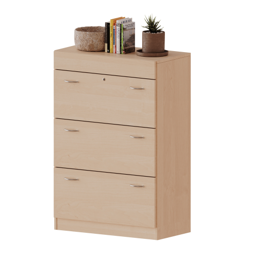 Hängeregisterschrank, 3 Ordnerhöhen - Serie evo180 B/H/T: 80x118x40 cm, 3 Auszüge, abschließbar, mit Sockel (81 mm)