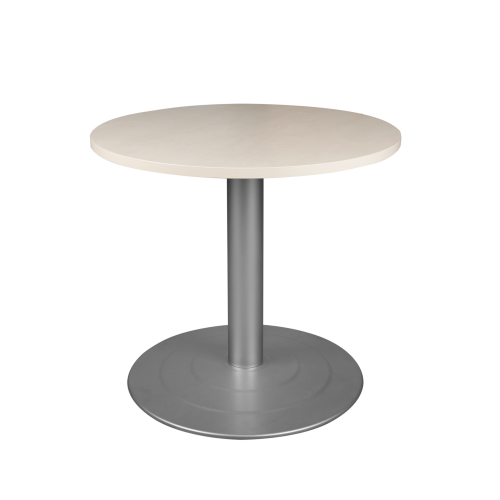 Rundtisch mit Tellerfußgestell in weißalu - RAL 9006 Ø 70 cm, Rundtisch mit Mittelsäule und Tellerfuß
