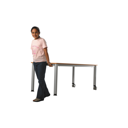 fahrbarer, höhenverstellbarer Rechtecktisch B/H/T: 160x58-72x80 cm, Melaminplatte mit ABS-Kante