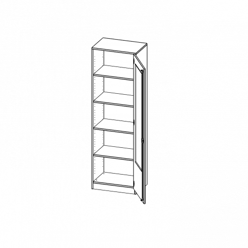 Schrank mit verglasten Türen, 5 Ordnerhöhen - Serie evo180 B/H/T: 60x190x40 cm, 1 Tür mit Glaseinsatz, abschließbar, Tür öffnet nach rechts, mit Sockel (81 mm)