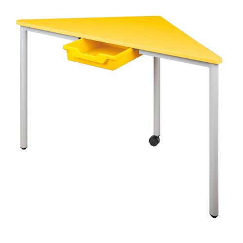 Pythagoras Dreiecktisch Melamin mit Ergo Tray Box B/H/T: 120x71x85 cm, mobiler Dreiecktisch mit Kunststoffbox, Tischhöhe DIN05 - 71 cm