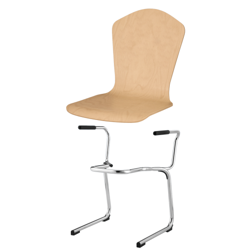 Stapelstuhl mit Schale "London" und Chromgestell Sitzhöhe: 46 cm, Sitzschale London mit Gestell "Detroit" mir Armlehnen, verchromt