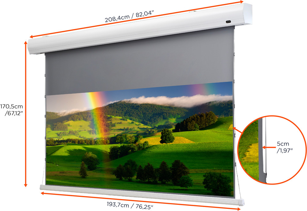 celexon HomeCinema Hochkontrastleinwand Tension 177 x 99 cm, 80" - Dynamic Slate ALR