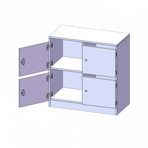 Schließfachschrank, 2 Ordnerhöhen - Serie evo180 B/H/T: 80x82x40 cm, 4 Schließfächer, mit Briefschlitz, mit Sockel (81 mm)