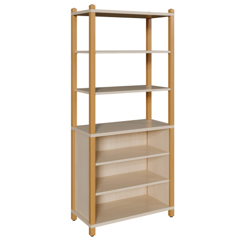 Stollen-Regal mit 5 Fächern B/H/T: 56 x 160 x 40 cm, Regal mit 4 verstellbaren Einlegeböden bzw. 5 Fächern, unten 3seitig geschlossen, oben offen