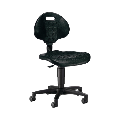 Drehstuhl KIM mit Gaslift, fahrbar mit 5 Rollen Sitzhöhe: 42-55 cm, Sitz und Lehne: PU, schwarz