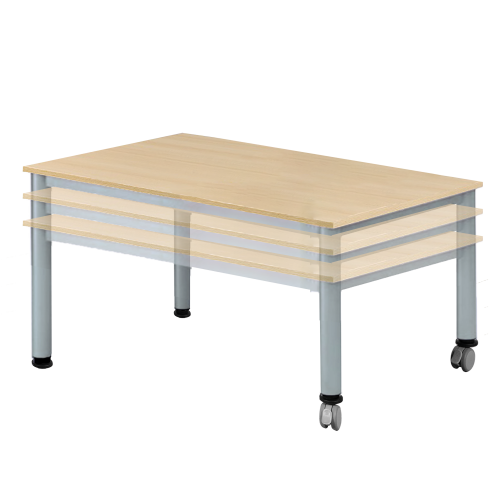 Rechtecktisch B/T: 140x70 cm, höhenverstellbar (58-72 cm), fahrbar