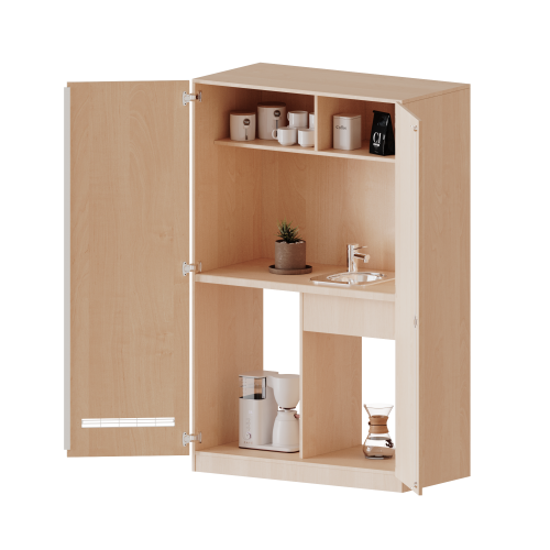 Schrankküche, 5 Ordnerhöhen - Serie evo180 B/H/T: 120x190x60 cm, Spüle ohne Abtropf, Platz für Kühlschrank, mit Sockel (81 mm)
