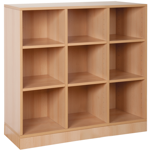 Offenes Regal mit 9 Fächern & Mittelwänden B/H/T 98 x 98 x 40cm, Dekor wählbar, mit Sockel