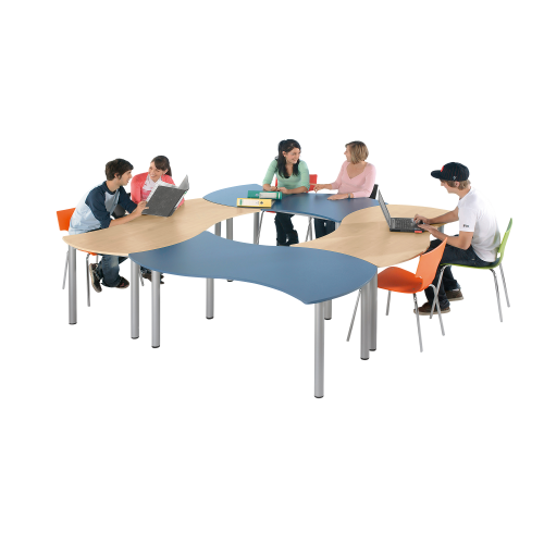 Wellenform Rechtecktisch SoooRound Basic I, mit Vollkernplatte B/T: 160x80 cm, Ausführung: fahrbar, höhenverstellbar, Farben wählbar