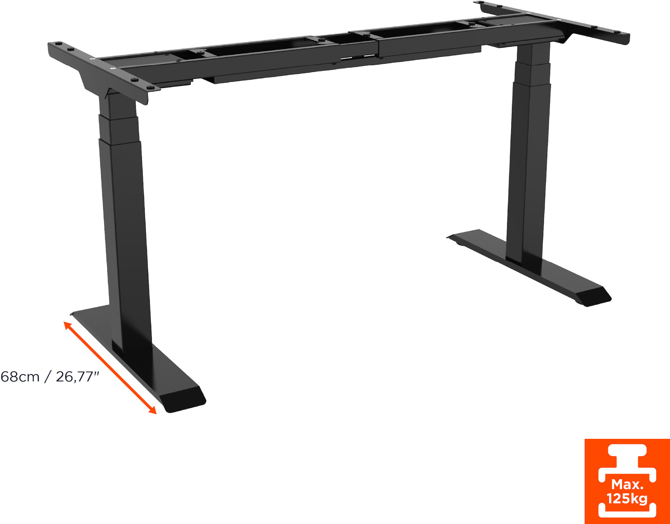 celexon elektrisch höhenverstellbarer Schreibtisch Professional eAdjust-58123 - schwarz, inkl. HPL Tischplatte 125 x 75 cm