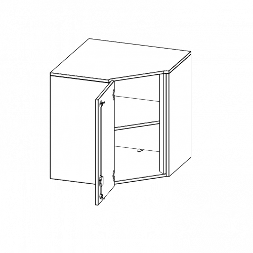 Innenecke Aufsatzschrank, 2 Ordnerhöhe - Serie evo180 B/H/T: 80x72x80 cm, Für 50 cm tiefe Schrankwände, Tür öffnet nach links