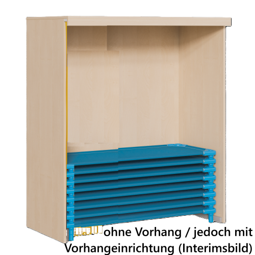 Regal für Stapelliegen B/H/T: 140x180x60/65 cm, für max. 20 Liegen - 130 cm lang, mit Vorhangeinrichtung