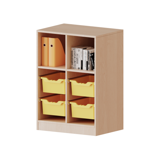 ErgoTray Regal, zweireihig, 2,5 Ordnerhöhen - evo180 Serie B/H/T: 70,3x100x50 cm, fahrbar, oben 3 Fächer, unten 4 hohe ErgoTray Boxen