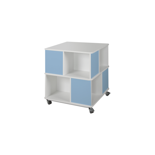 Bücherturm mit offenen Fächern, zweifarbig und fahrbar B/H/T: 75x85x75 cm mit 2 Ebenen und 8 offenen Fächern, Dekore nach Wahl
